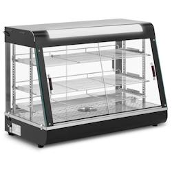 Helloshop26 - Vitrine chauffante 150 litres 1600 watts 3 grilles de rangement caoutchouc verre trempé acier noir 14_0010224 - 3000222047903_0