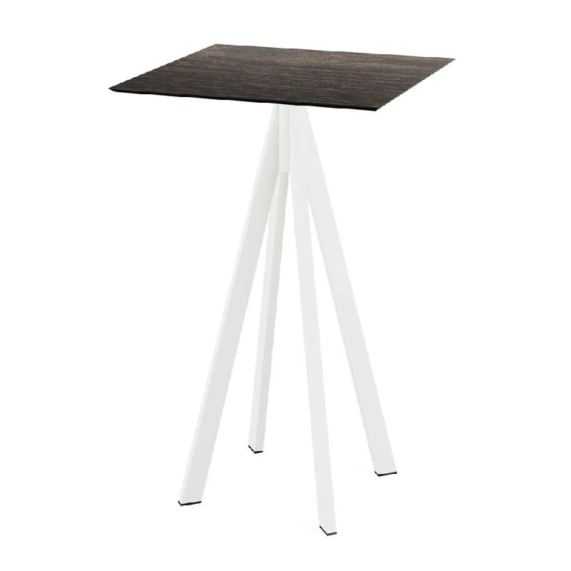 Infinity mange-debout avec piètement blanc + plateau HPL Riverwashed Wood 70x70 cm_0