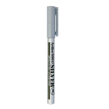 LOT DE 12 - MARQUEUR ARTLINE PERMANENT POINTE FINE CONIQUE 1.2MM TOUS SUPPORTS CORPS MÉTAL ENCRE PIGMENTÉE RÉSISTE EAU ARGENT