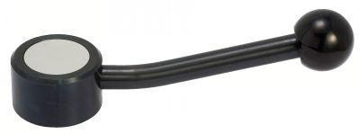 Manette indexable en acier taraudée - basse inclinée (14-42) - boule en bakélite noire_0
