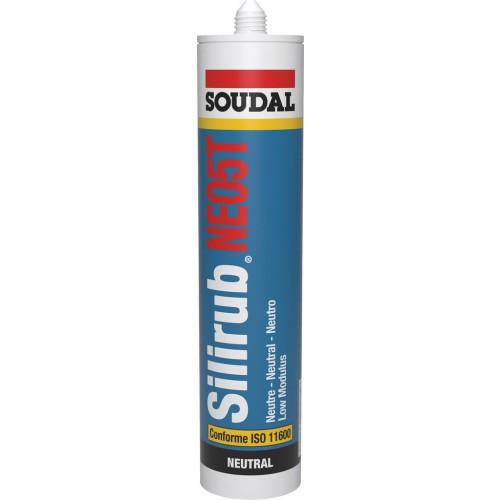 MASTIC SILICONE NEUTRE - TRANSPARENT - 300 ML - PAR 24 - SILIRUB NEO5T SOUDAL
