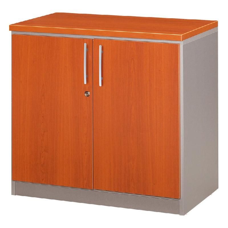 MEUBLE BAS AXIOME AVEC PORTES - H.72 X L. 80 X P. 47 CM - CORPS ALUMINIUM - PORTES MERISIER