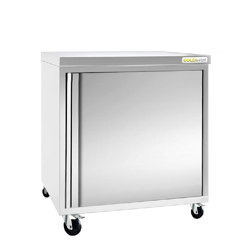 Meuble bas inox 600x700 mm sur roulettes PREMIUM - GOLDINOX - gris inox 3701770808939_0
