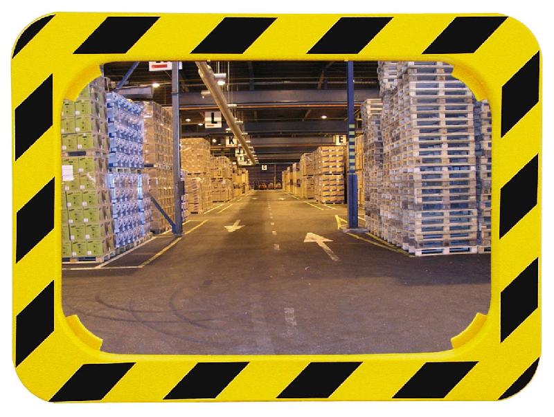 Miroirs d'entreprise avec cadre jaune et noir - Optique Polymir® incassable - Différentes tailles et distances disponibles_0