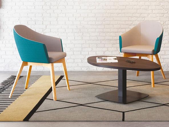 Chaise d'accueil Frani Wood 4 pieds bois dossier bicolore en tissu_0