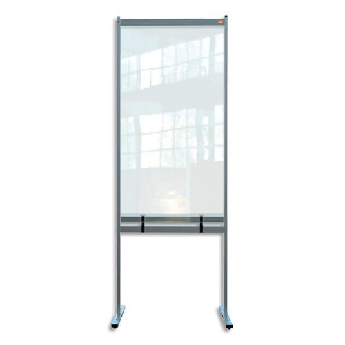 Nobo - Cloison de séparation sur pied mobile, bas ajouré, film PVC transparent Premium Plus, 78x206x61 cm_0