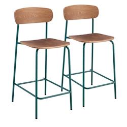 Oviala Business Lot de 2 chaises hautes en métal et bois vert kaki - vert acier 114237_0