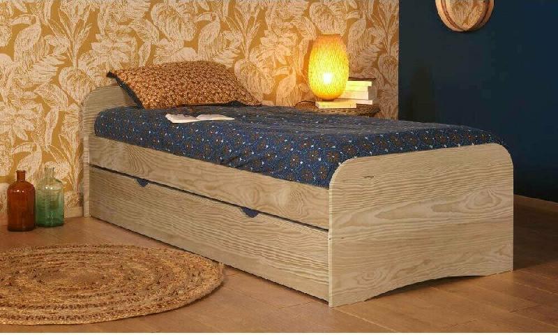 PACK LIT NEO + MATELAS  BOIS NATUREL 90X190 CM/OPT:MATELAS FEEVAH HR