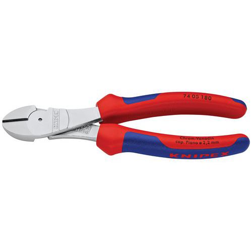 PINCE COUPANTE DE CÔTÉ DÉMULTIPLIÉE 180MM - BI-MATIÈRE - CHROMÉE - KNIPEX