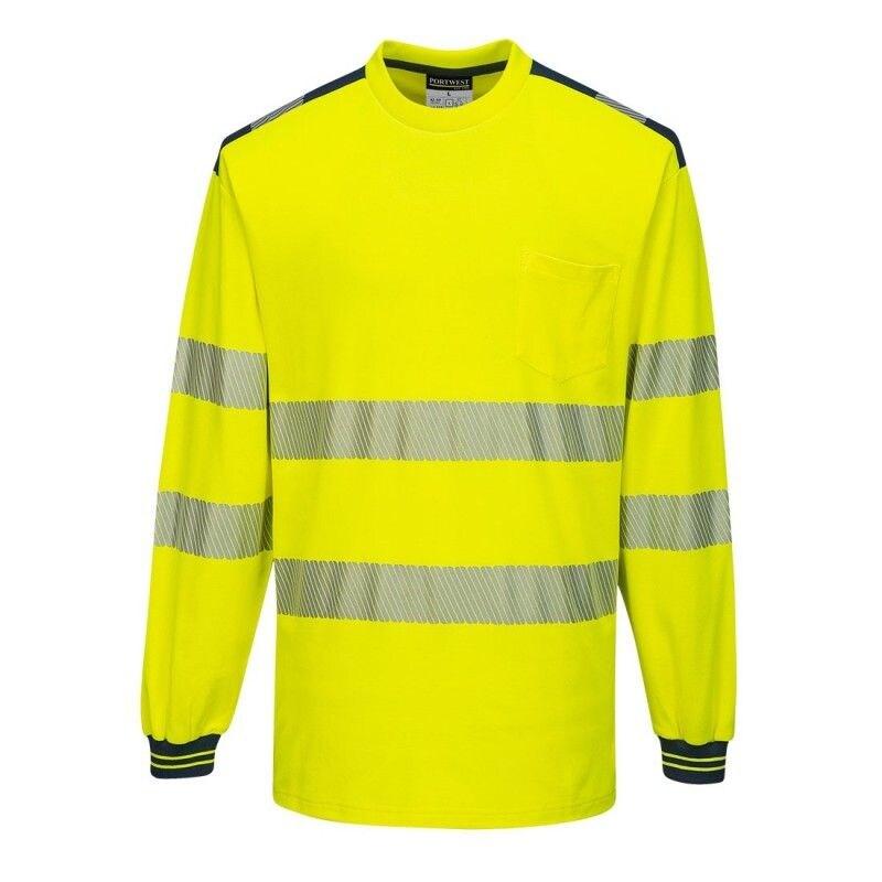 Portwest - T-Shirt PW3 manches longues HV - T185 Jaune / Bleu Marine Taille L - L textile 5036108303892_0