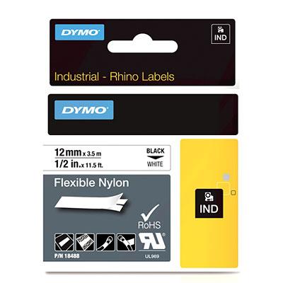 RUBAN NYLON FLEXIBLE DYMO D1 - NOIR/BLANC - 12 MM X 3,5 M