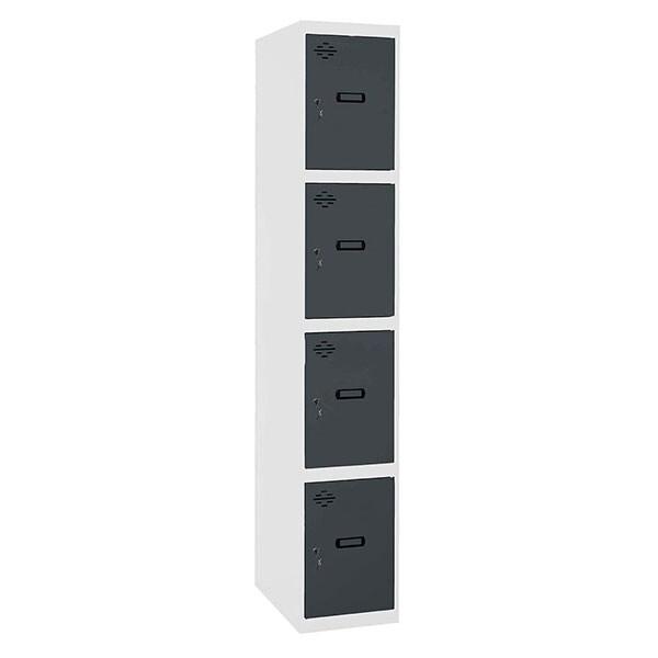 SimonRack Vestiaire Métallique 4 Portes avec Clé, 1800x300x500 mm, Blanc/Anthracite - Simonlocker - blanc métal 8425437108235_0