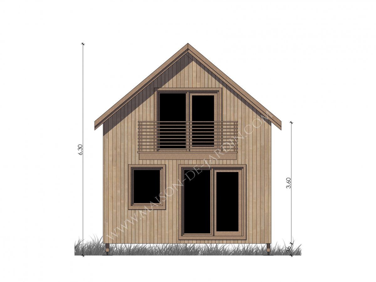 Studio de jardin isolé - maison de jardin avec ossature bois Rennes 37 m² - mezzanine et balcon_0