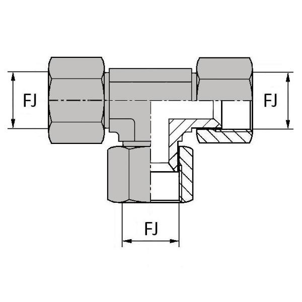 Tés - Femelle JIC tournant - JTF0000004 - TFJ 7/16 - 9.71 mm_0