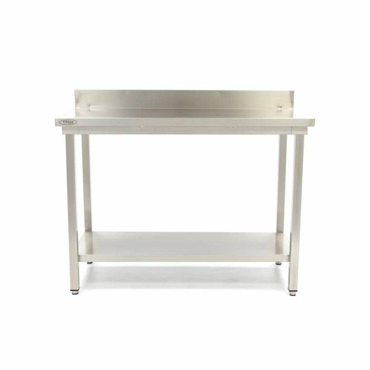 Table en acier inoxydable - 80 x 70 cm - hauteur réglable - avec dosseret_0