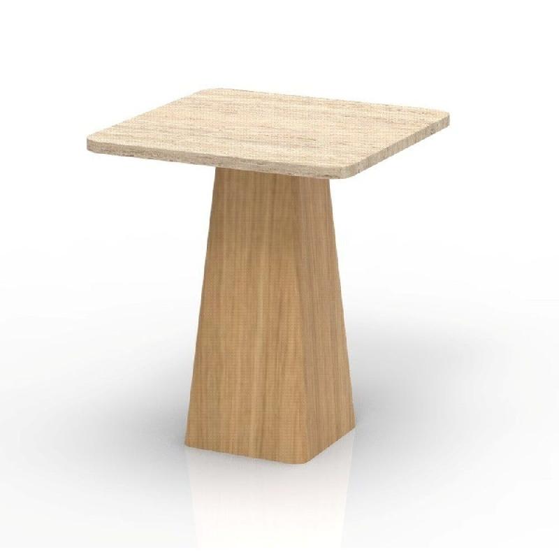 Table Travertina pied en chêne et travertin 50x50x60cm_0