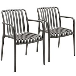 Tectake Chaises de jardin ALCUDIA - empilables, résistantes aux intempéries - Lot de 2 - gris anthracite - plastique polypropylène - 406041_0