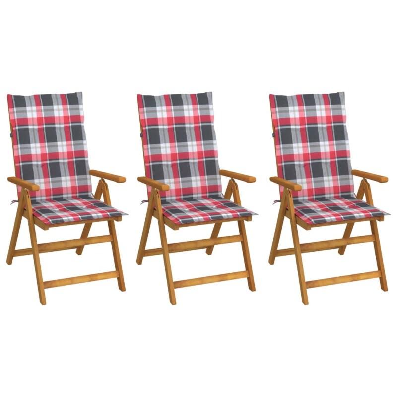 VidaXL Chaises Pliables De Jardin Lot De 3 Avec Coussins Bois D Acacia - 8720286280263_0