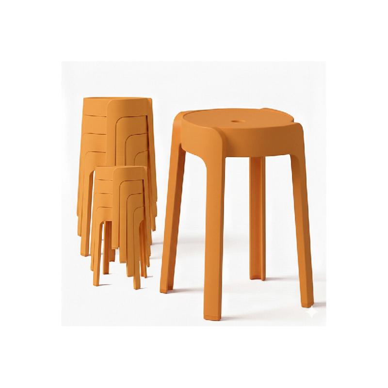 8 Tabourets Gigognes empilables BM HOME TAB-ORANGE en plastique, légers pour la maison, salle de classe, cuisine, jardin - orange plastique polypropy_0