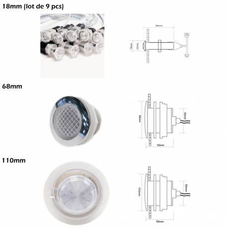 Kit éclairage étanche IP68 RGB - Spots encastrables 68mm ou 110mm avec contrôle télécommande ou bouton_0