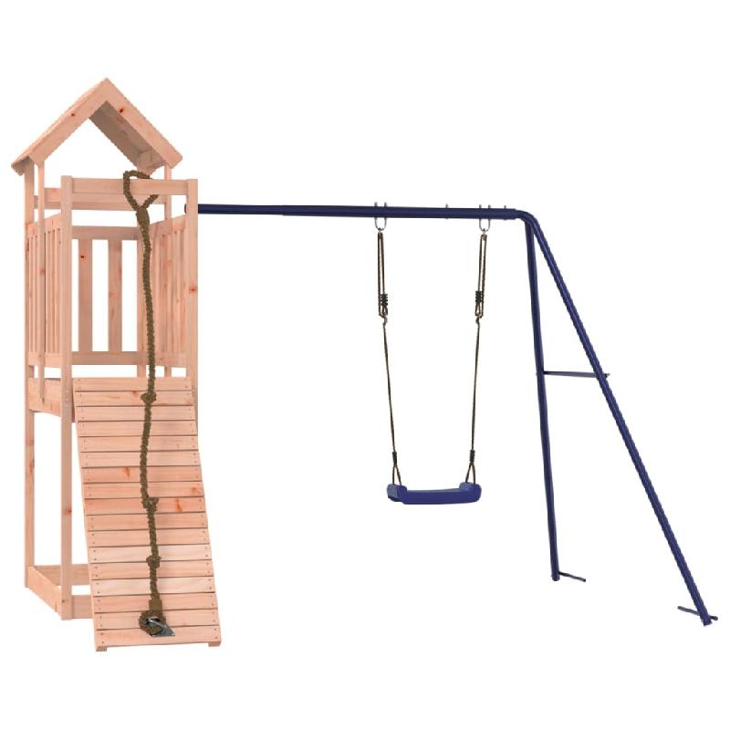 Aire de jeux d'extérieur en bois massif de douglas - Balançoires, toboggan, portiques robustes - Dimensions 243 x 186 x 214 cm - Réf : 02_0004710_0