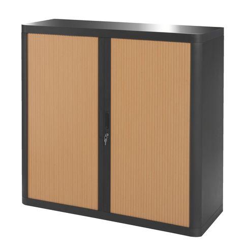 ARMOIRE À RIDEAUX DÉMONTABLE EASY OFFICE 104 X 110 CM CORPS NOIR - RIDEAUX HÊTRE