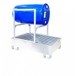 Bac de rétention acier galvanisé - 1 fût couché - capacité 220 litres - caillebotis amovible_0
