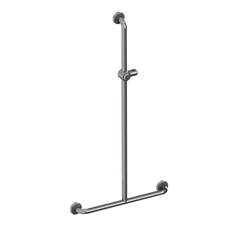 MAIN COURANTE DE DOUCHE EN T CHROMÉE AVEC SUPPORT DOUCHETTE 600 X 1200 MM - AKW - 01245-HD