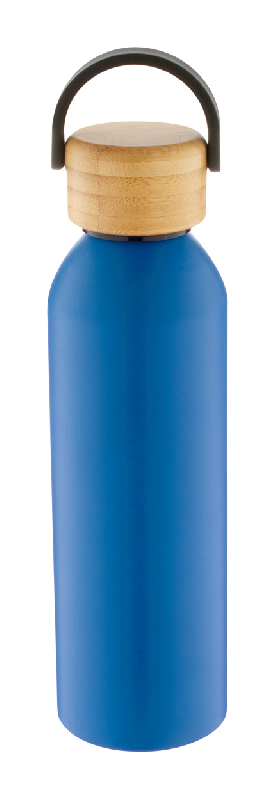 Bouteille en aluminium - 600 ml - Couvercle en bambou - Couleur bleu_0