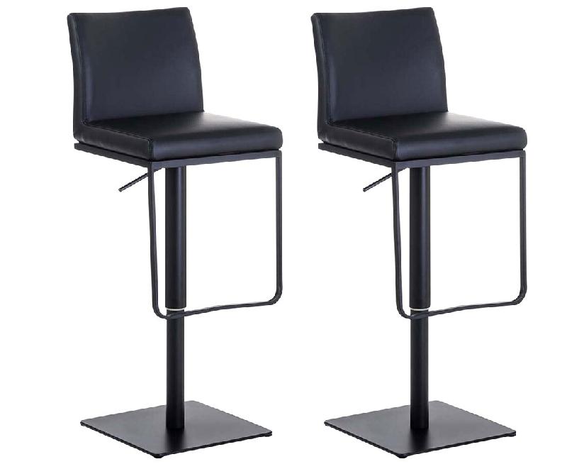 CLP Lot de 2 tabourets de bar Panama recouverts de similicuir Noir /Noir - noir polyester 307850_0