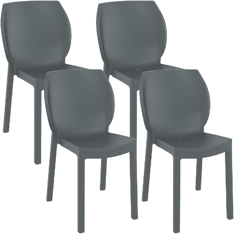CLP Lot de 4 chaises de jardin Nora Plastique HBT: 80x58x59 cm Gris foncé - gris plastique polypropylène 327999_0