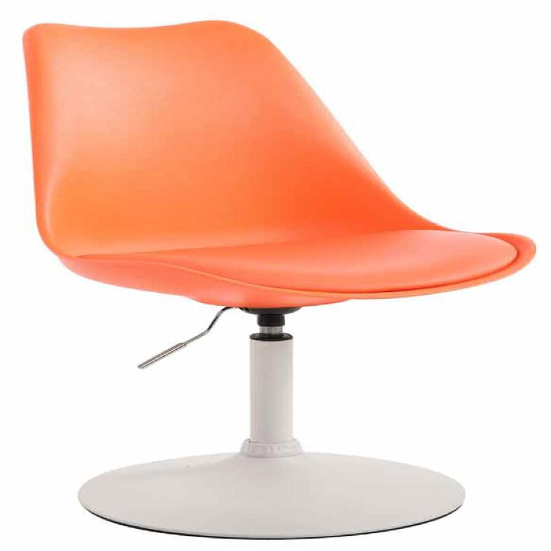 Décoshop26 - Chaise de salle à manger x1 pivotante hauteur réglable en plastique orange et pied trompette en métal blanc 10_0008483 - blanc métal_0