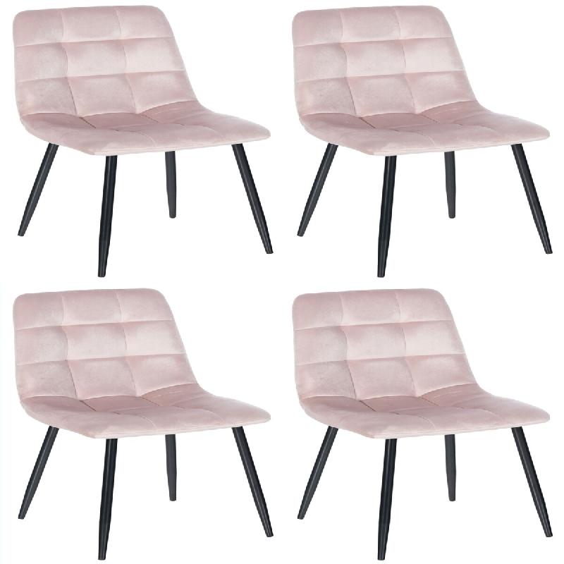 Décoshop26 - Lot de 4 chaises de salle à manger style moderne et confortable en tissu velours rose et métal noir 10_0001792 - noir métal 3000250677813_0