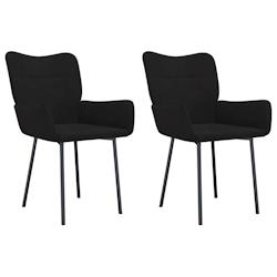 Décoshop26 - Set de 2 chaises de salle à manger desing simple en tissu velours noir pieds en métal DEC025566 - noir 3000255319626_0