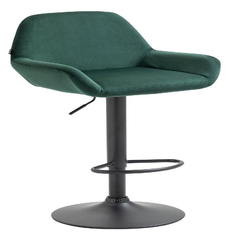 Décoshop26 - Tabouret de bar en velours rembourré vert base trompette métal noir mat TDB10424 - noir 3000457569607_0