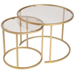 Ensemble de 2 tables gigognes rondes en métal et verre Aurum doré avec verre bronze Hanah Home - 8684283511600_0