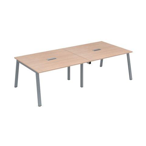 EXTENSION TABLE DE RÉUNION MODULABLE ECLA CHÊNE CLAIR L 140 X P 126 PIÈTEMENT MÉTAL ALUMINIUM
