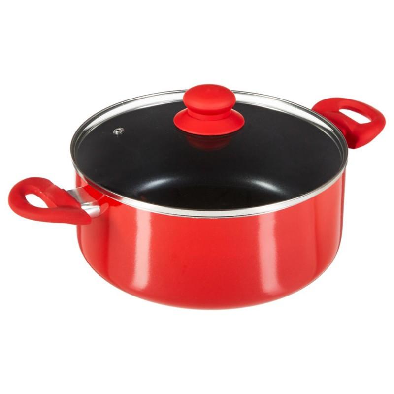 Faitout en aluminium essentiel 24 cm rouge - Compatible induction - Paris Prix_0