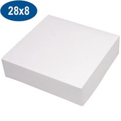 Firplast - Boîte pâtissière en carton blanche 28x28x8 cm - Lot de 50 - Couvercle intégré - Réf. 3104400001142_0