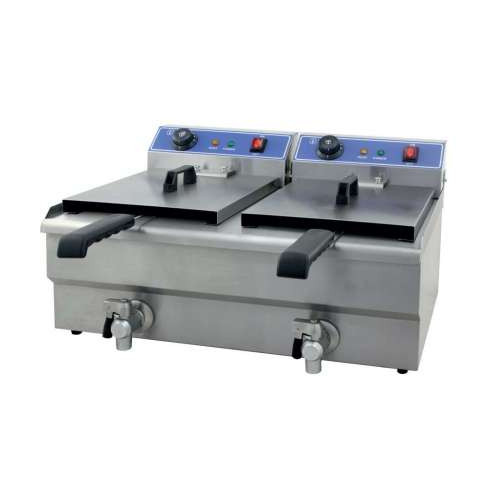 FRITEUSE ÉLECTRIQUE PROFESSIONNELLE - 2 X 10 L AVEC ROBINET DE VIDANGE