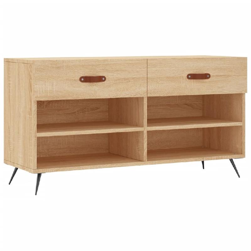 Helloshop26 - Banc à chaussures bottes commode étagère meuble entrée rangement sonoma 102 x 35 x 55 cm bois d'ingénierie marron 02_0022939 - marr_0