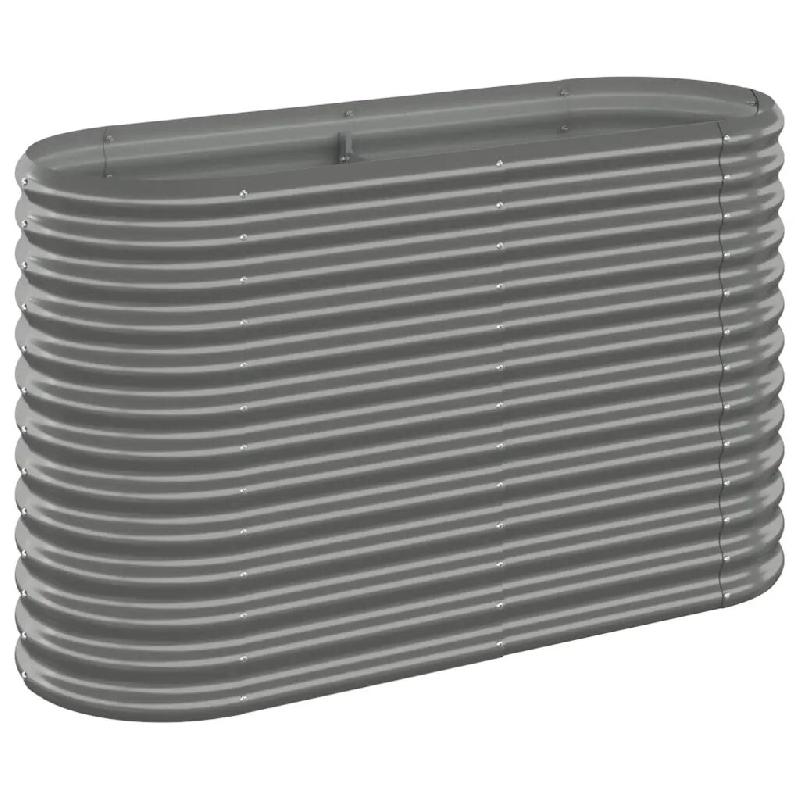 Helloshop26 - Lit surélevé de jardin ovale 114 x 40 x 68 cm spacieux et résistant au intempéries en acier galvanisé gris 02_0046563 - gris acier_0