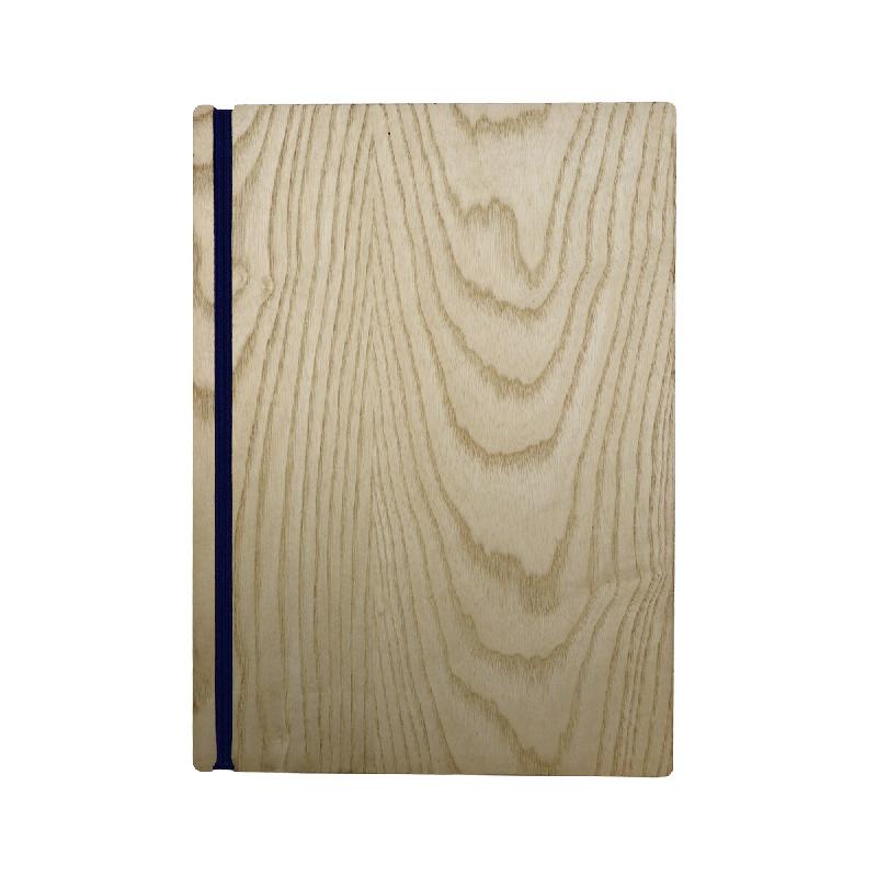 Hungry Club Porte Menu en bois à élastique A4 « Le Tendu » - Frêne - Élastique Marine - Bois massif PM-T-A4-FR-EMA_0