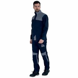Lafont - Pantalon de travail MUFFLER avec poches genoux, Bleu Marine / Gris, Taille 3XL - XXXL, 60% Coton / 40% Polyester_0