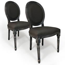 Lot de 2 chaises médaillon Louis XVI Tissu Beige - gris 3327480025130_0