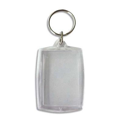 LOT DE 6 PORTE-CLES RECTANGLE TRANSPARENTS A DECORER FORMAT 50 X 40 MM