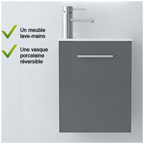 MEUBLE LAVE-MAINS ET VASQUE LAQUÉ GRIS BRILLANT - SALGAR MICRO 22521