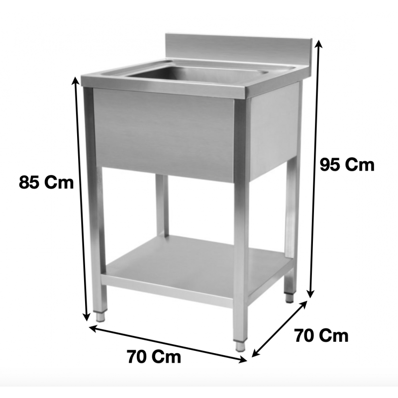 Plonge evier 1 bac avec sous tablette P700 mm - L700 mm - STSK077_0