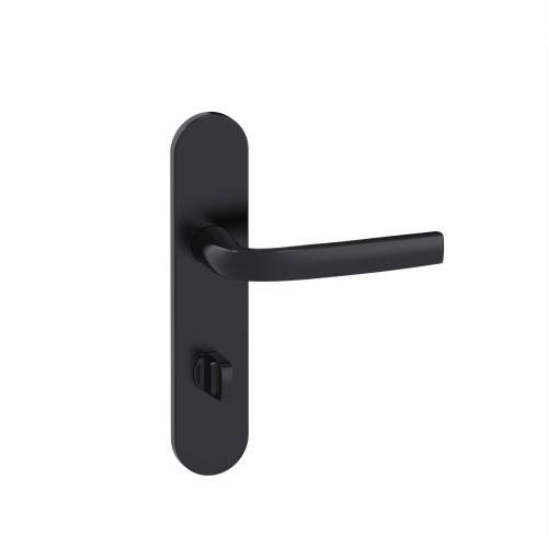 POIGNÉES DE PORTE SUR PLAQUES - ENTRAXE 165 MM - NOIR MAT ONYX - LOGIO - CONDAMNATION AVEC VOYANT VACHETTE