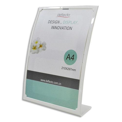 PORTE AFFICHE DEFLECTO - INCLINE VERTICAL FORME BOMBEE - A4 : L23,3 X H31 X D9 CM - BLANC